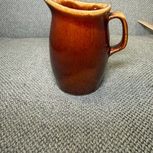 vintage Hull Pottery brown drip glaze pitcher made in USA oven proof. 4.5 in